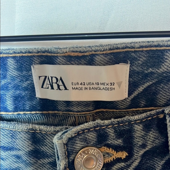 Zara Classic Blue High Waist Straight Leg Jeans Size 10 Denim School Minimalist - Picture 3 of 15